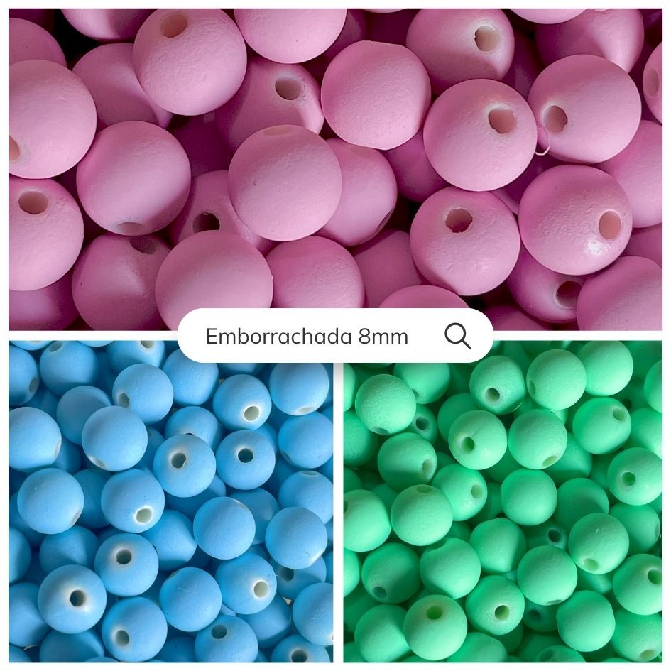 Miçanga Bola Conta Emborrachada 8mm - 100 unidades em Oferta na Shopee