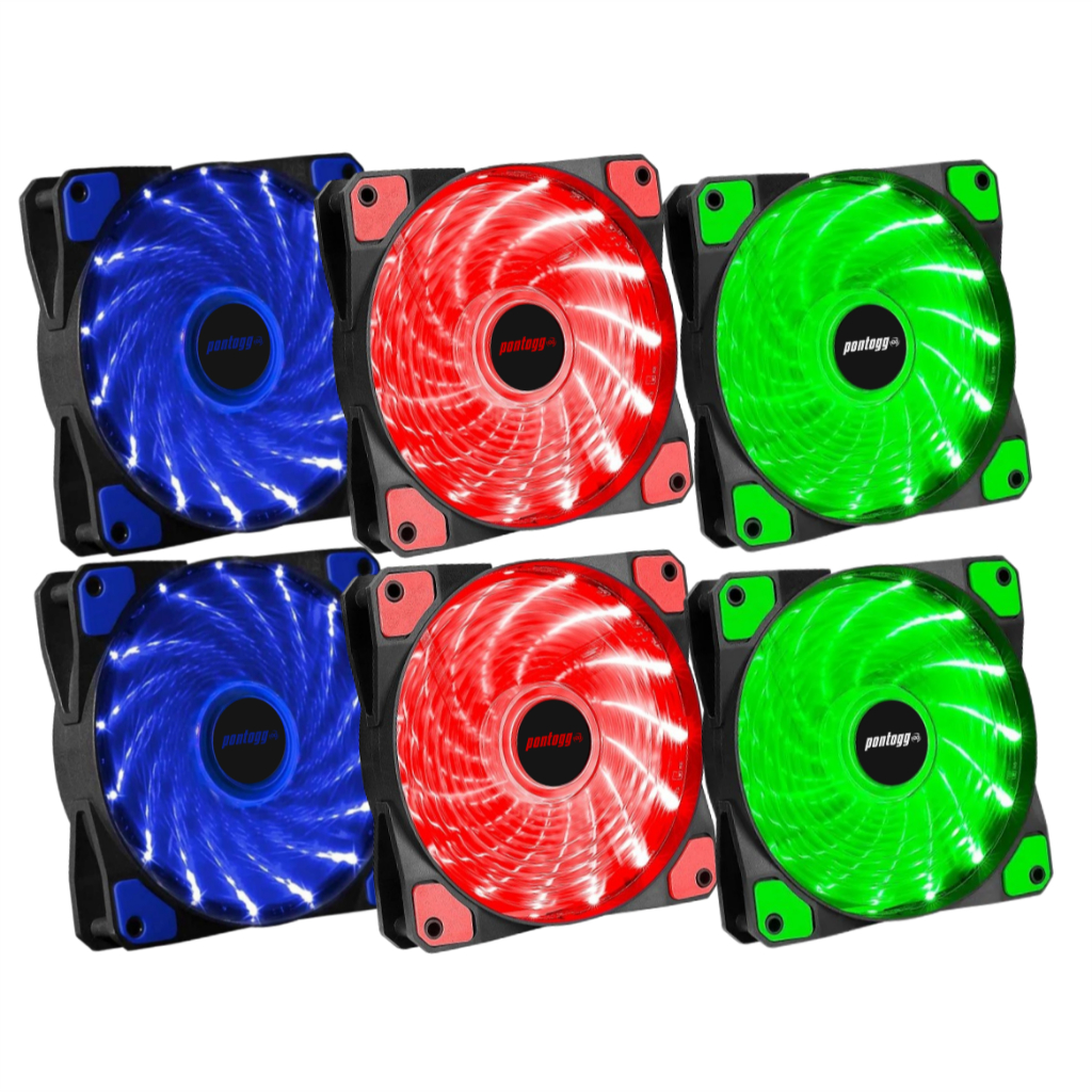 Kit 2 Cooler Fan 16 Leds Azul, RGB, Vermelho, Verde (Escolha o seu) Gabinete Pc Gamer Ventoinha