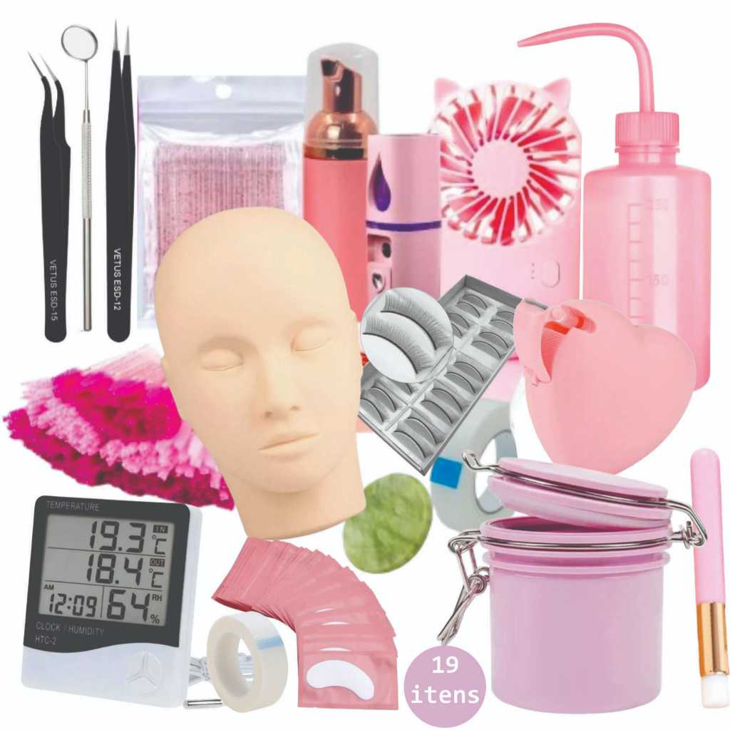 Kit Completo Iniciante Extensão Alongamento De Cilios Cabeça Pump nano pinça reta pinça curva