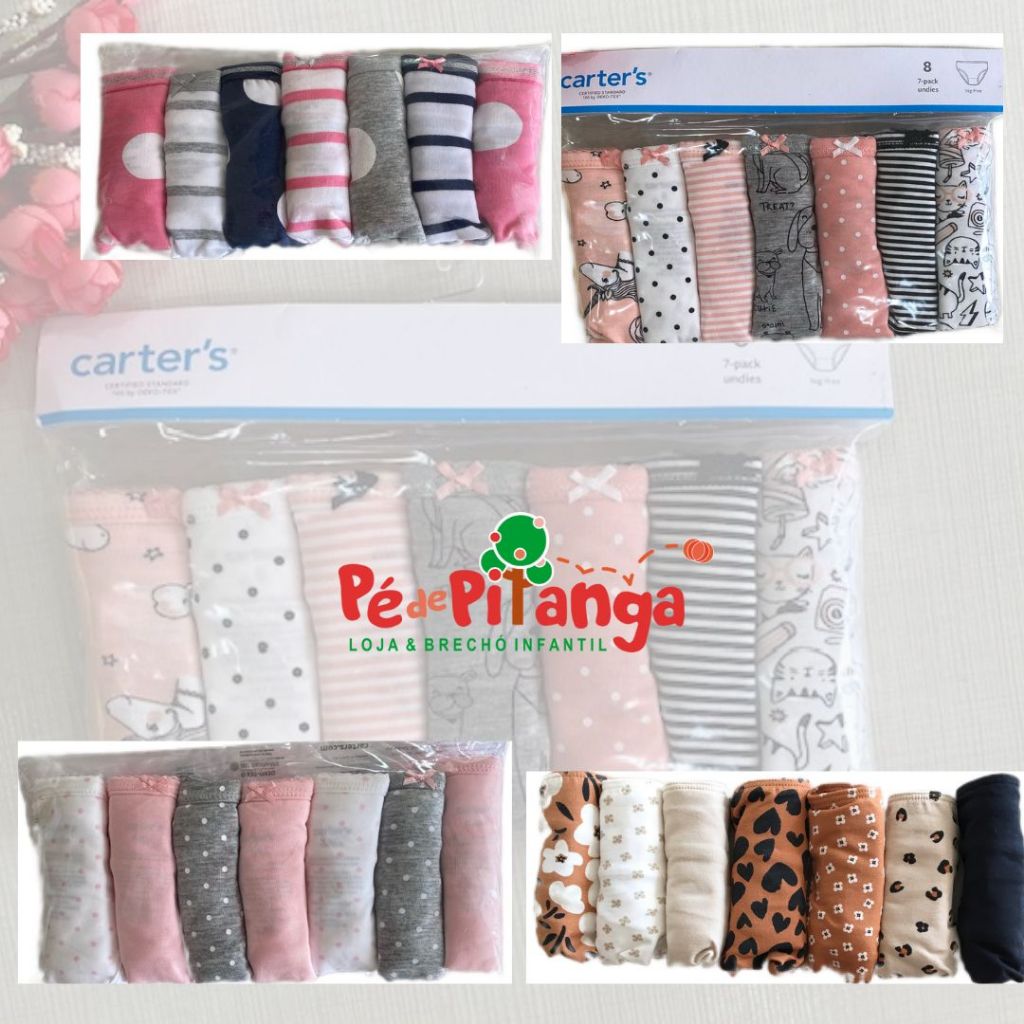 Calcinha algodão infantil Carter´s - Kit com 7 peças