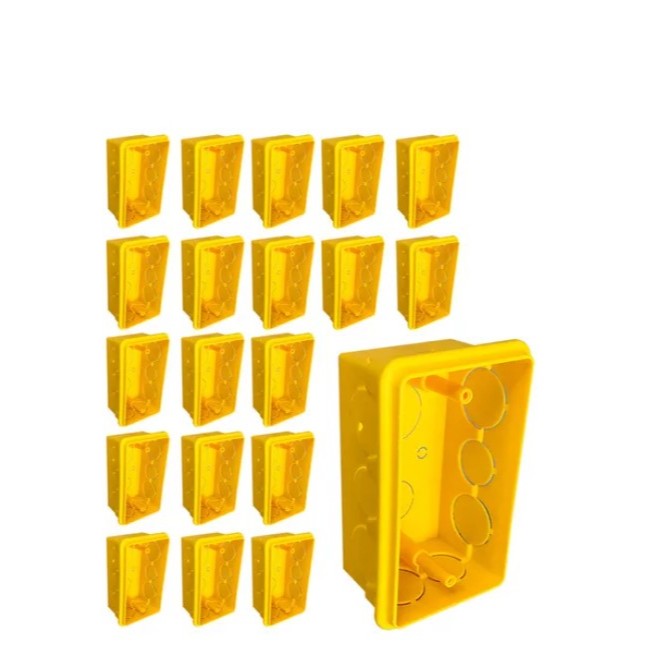 Kit 20 Caixinhas de luz e energia 4x2 p/ elétrica e construção - Reforçadas Amarela Top