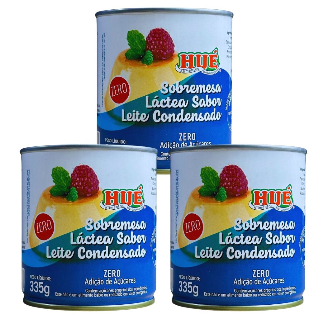 Leite Condensado Zero Hue (Sobremesa Láctea Sabor Leite Condensado Zero) Sem Gluten 335g  3 unid
