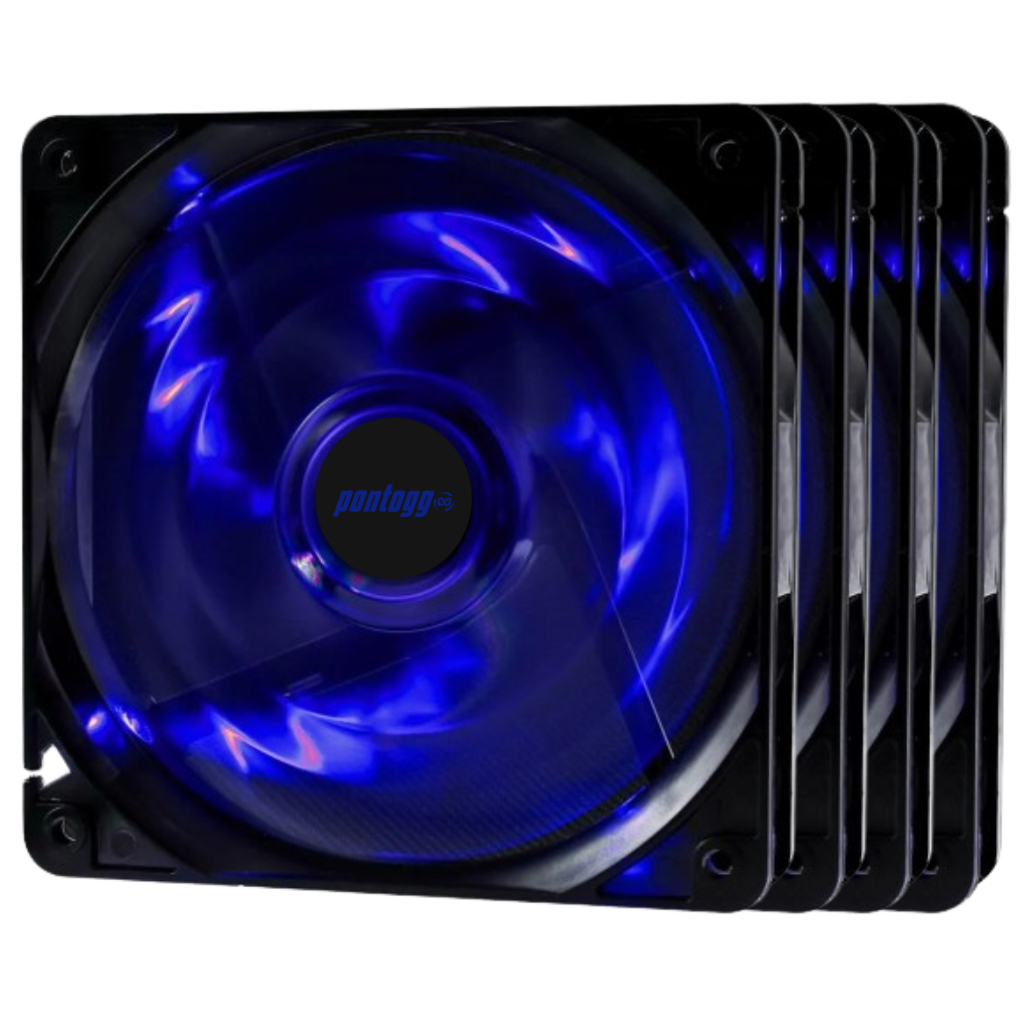 Kit 4 Cooler Fan Basic 4 Leds (Escolha o seu) 12cm x 12cm Ventoinha - Pontogg