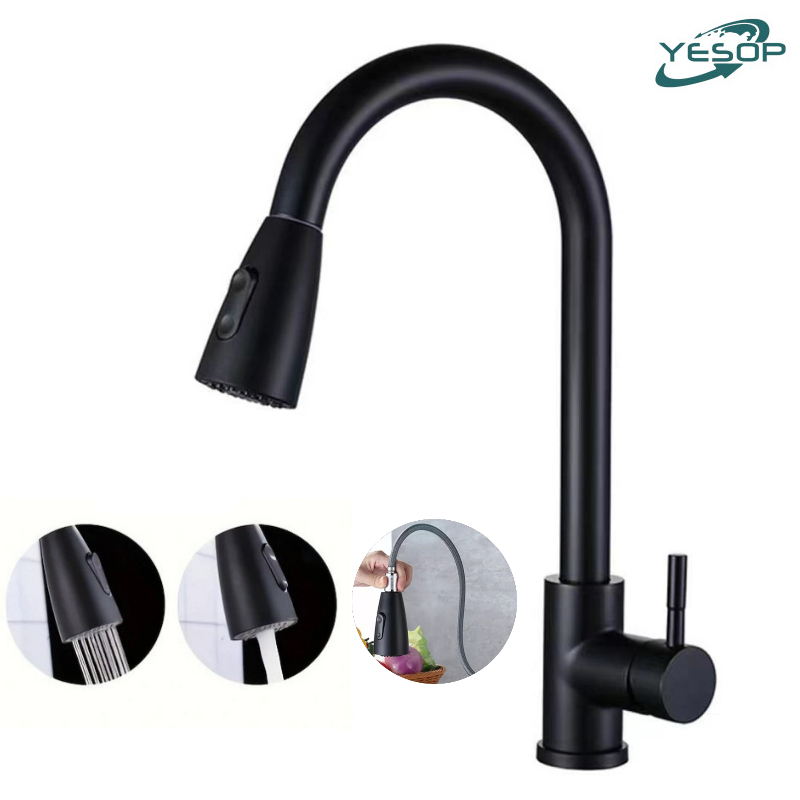 Torneira Preta Pia Cozinha Gourmet Misturador Monocomando Bica Flexivel Fosco Luxo Yesop