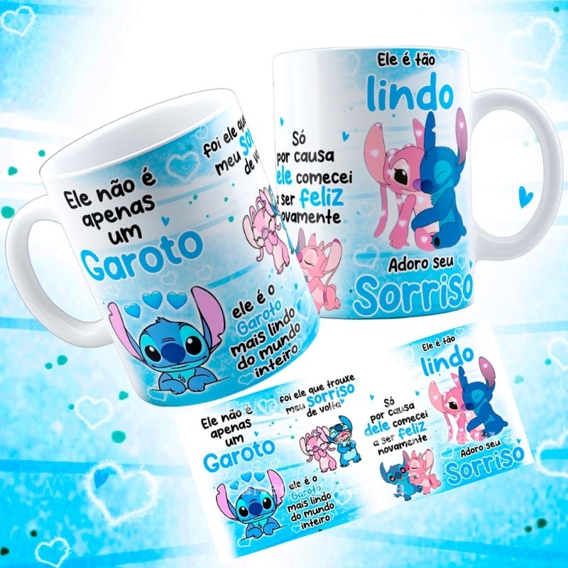 Caneca Personalizada Stitch e Angel APENAS UM GAROTO(A)