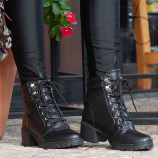 Coturno Feminino Tratorado Bota Cano Baixo  Confortável Stessy Promoção em Oferta na Shopee