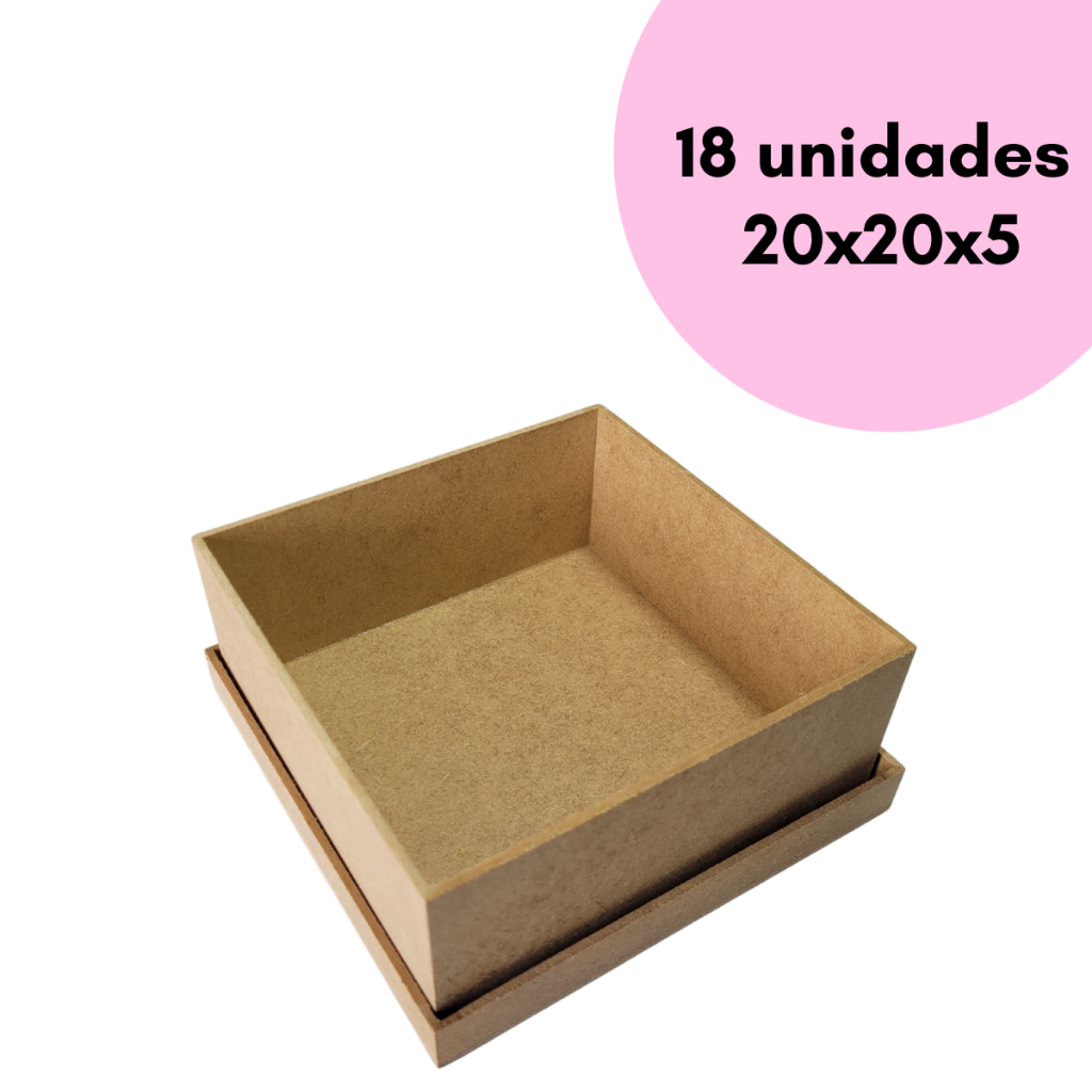 Caixa Mdf Cru Com Tampa 20x20x5 Convite Padrinhos - 18 unidades