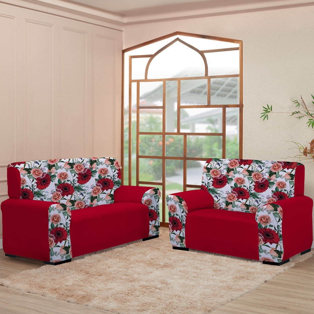 Kit Capa Sofá 3 e 2 Lugares Coladinha Mista - Ajuste Perfeito Malha Conforto Decoração p/ Sala em Oferta na Shopee