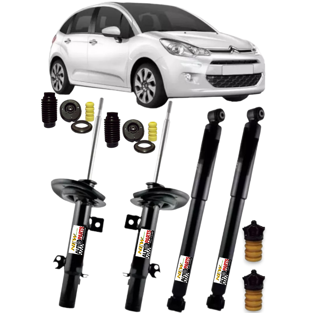 4 Amortecedores + Kits Suspensão Citroen C3 2013 2014 2015 2016 2017 Câmbio Manual