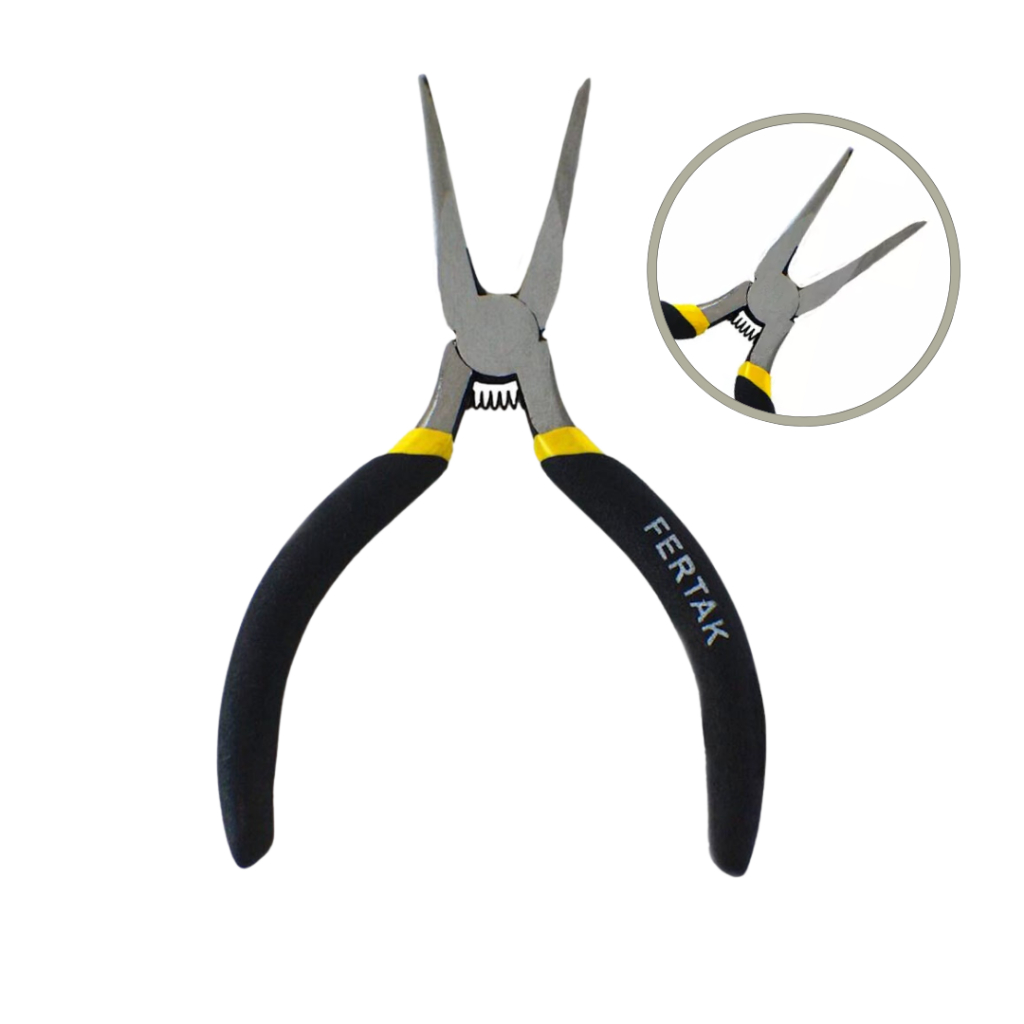 Mini Alicate Bico Reto Meia Cana Com Mola Mini 4,5'' Emborrachado