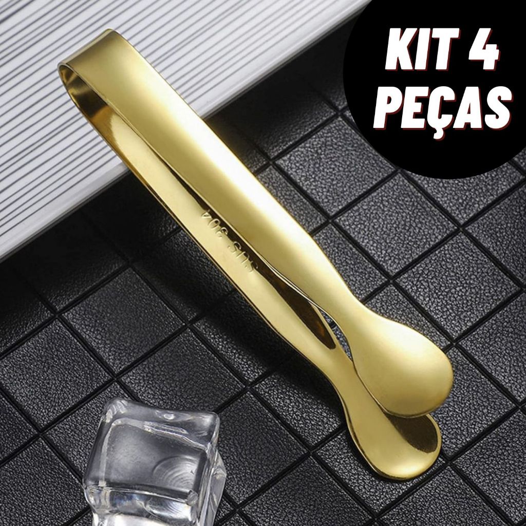Kit Pegador Gelo Pinças Multifuncionais Bar Frios Drinks Petiscos