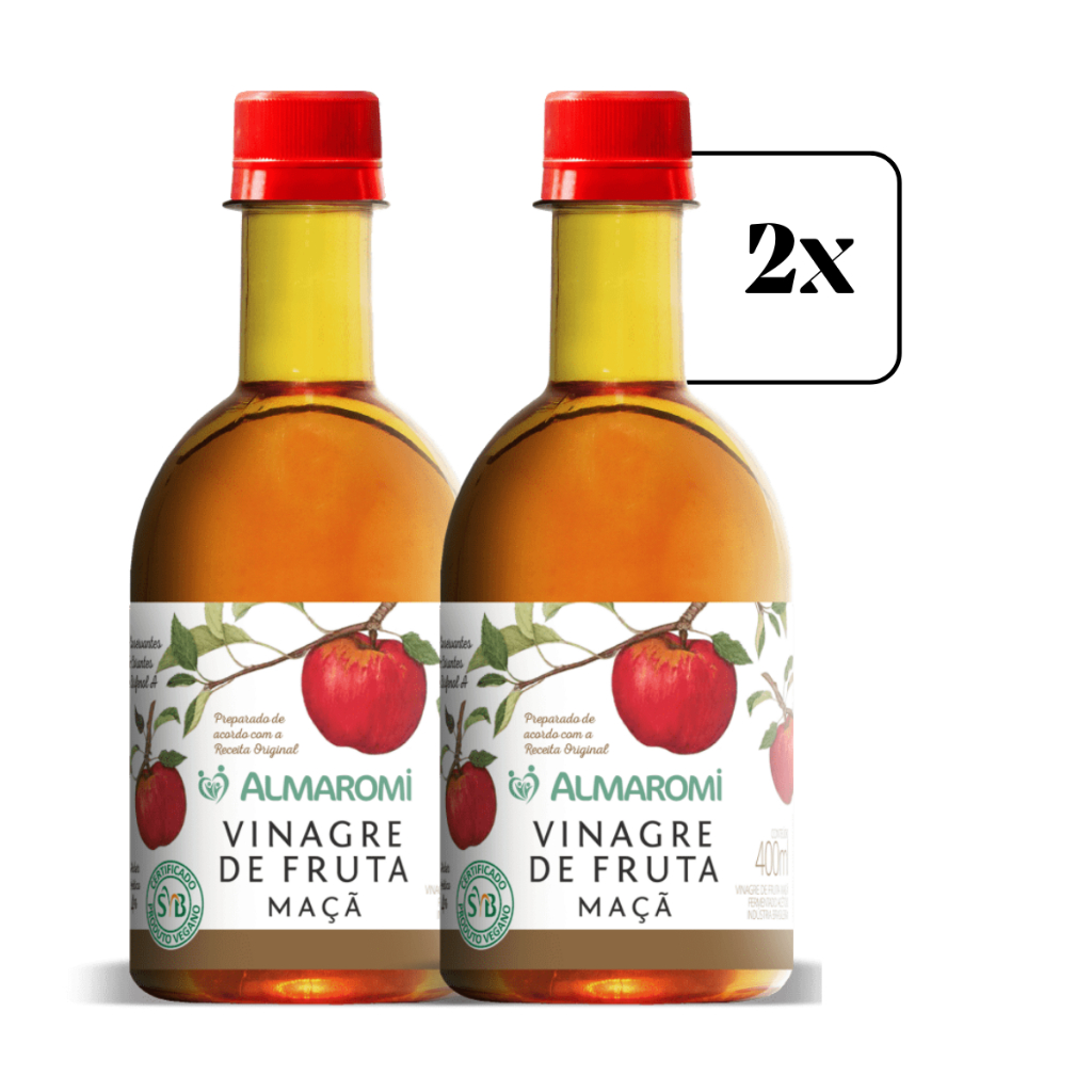 2x Vinagre de Maça Almaromi 400ml 100% Natural c/ Mãe do Vinagre