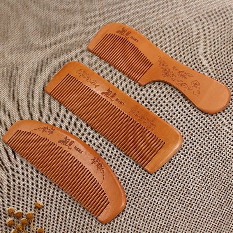 Kit 5 Pente De Madeira Barba Cabelo 16x5cm Oval/Quadrado