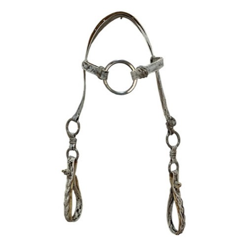 Cabeçada em couro crú argola inox pra cavalo ou mula em Oferta na Shopee