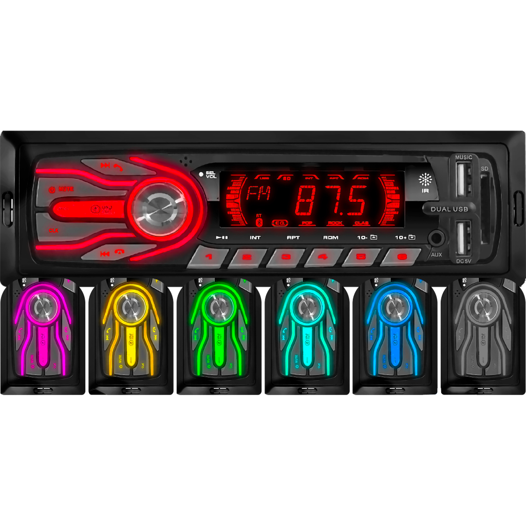 Rádio MP3 Player Som Automotivo Bluetooth 7 Cores 2x Usb Leitor Cartão Sd Fm 4x25w 5566SE