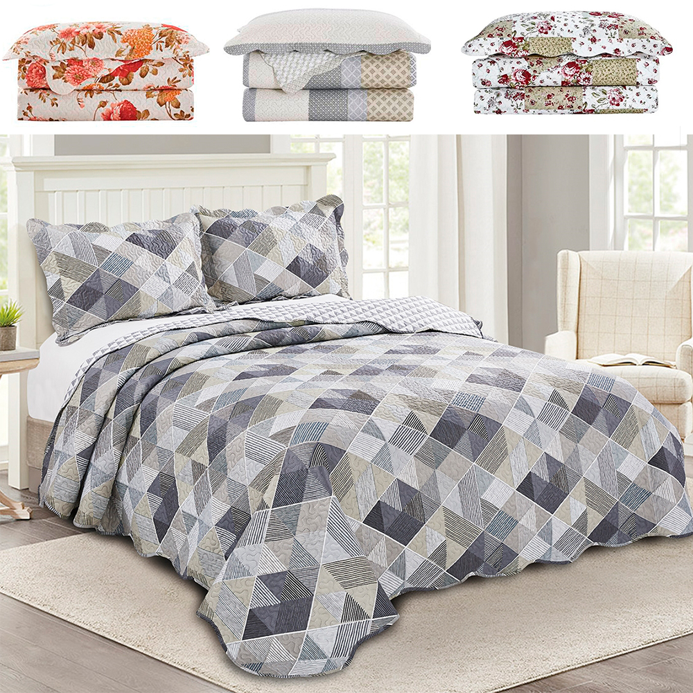 Colcha Cobre Leito Queen 3 Peças Dupla Face Estampada Emcompre Camesa - Home & Living