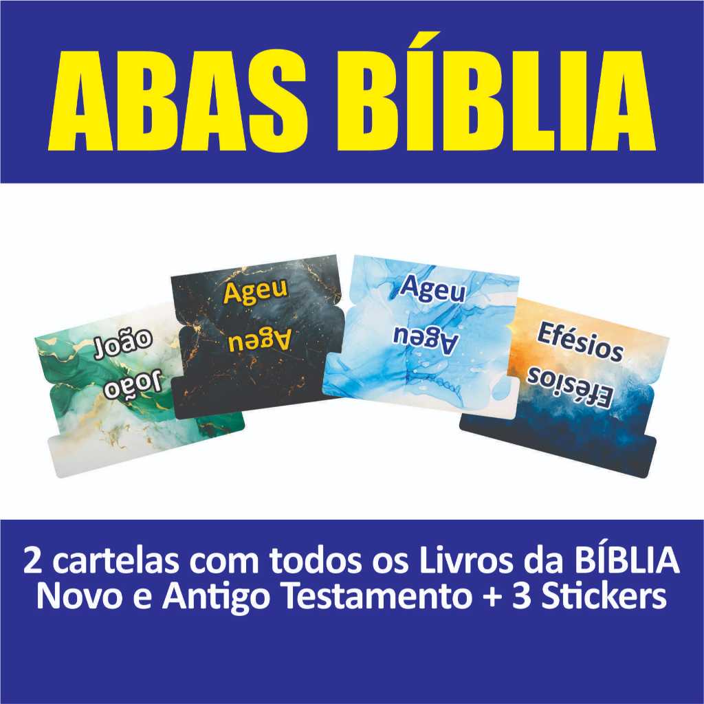Abas Adesivas Para Bíblia Marcador Índice 2 cartelas - 66 Livros - 3 Stikers (HOMEM)