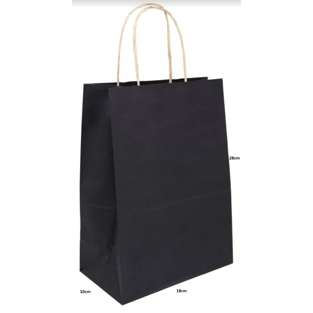 Sacola de papel Kraft Preta S1 28X18X10 / 50 unidades em Oferta na Shopee