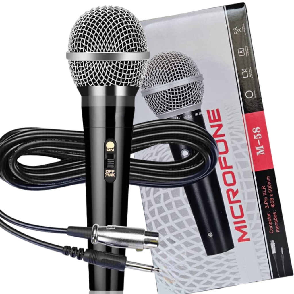 Microfone Karaoke Profissional cabo P10 5M Sm58 Dinâmico Youtuber cardióide Prateado em Oferta na Shopee