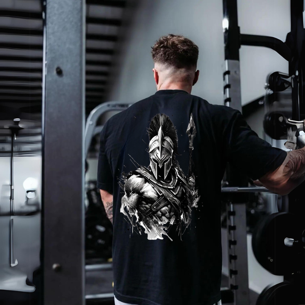 Camiseta Oversized Academia Espartano GYM Estampado Camisa Algodão Premium em Oferta na Shopee