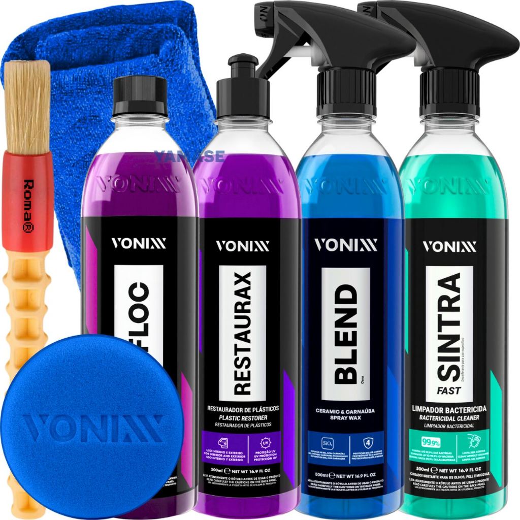 Kit Shampoo V-Floc Sintra Fast Cera em Spray Revitalizador de Plásticos Vonixx