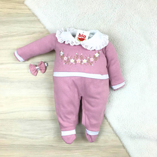 Macacão bebê menina Ana bordado delicado algodão confortável em Oferta na Shopee