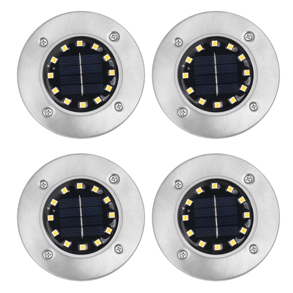 Kit 4  Luminária Solar 8 LEDs Com Sensor Para Jardim Externa Prova D'água Luz Led Solar Lâmpada Uso em Oferta na Shopee