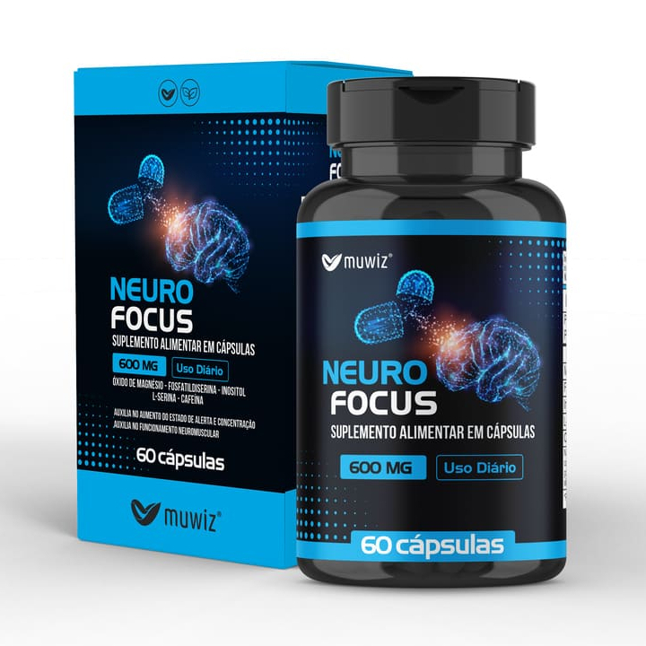 Nootrópico Neuro Focus 600mg 60 cápsulas Foco Concentração Memória Fosfatidilserina - Muwiz