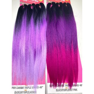 Cabelo Jumbo Caribe colorido para trança box braid Janet Super Caribe jumbo Pre-Stretched 48inch