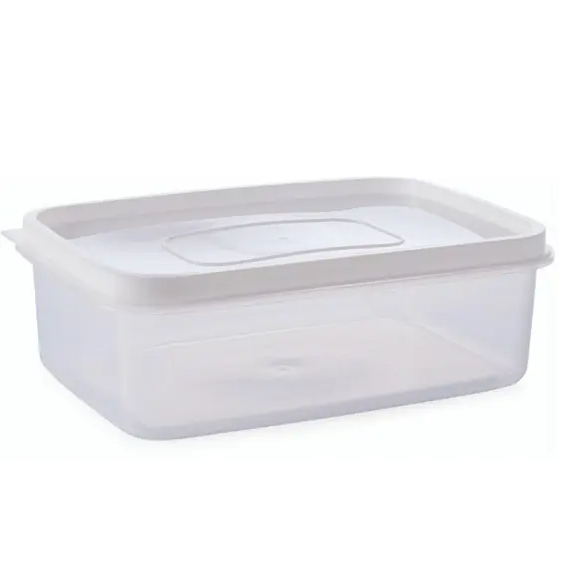 Pote Retangular Transparente 1,8L C/Tampa Branco Utilidades De Cozinha Plásutil