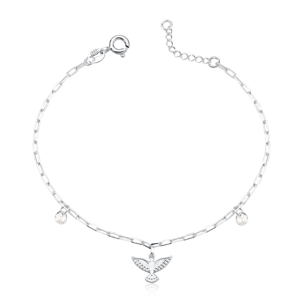Pulseira Feminina de Prata 925 Espírito Santo e Ponto de Luz Redondo em Oferta na Shopee