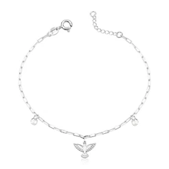 Pulseira Feminina de Prata 925 Espírito Santo e Ponto de Luz Redondo