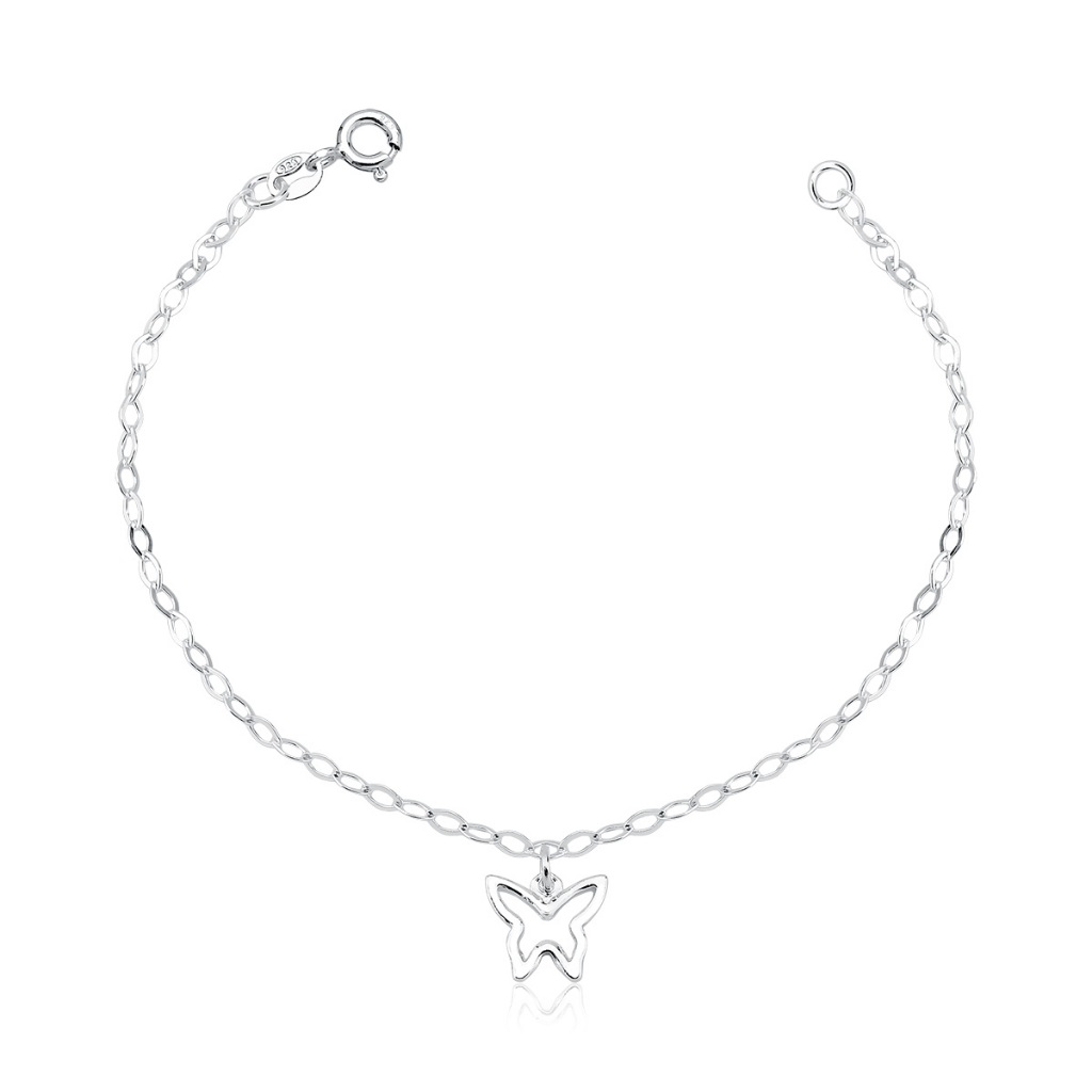 Pulseira Feminina de Prata 925 Borboleta Vazada pendente - Fashion Accessories