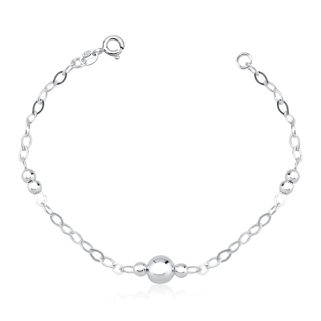 Pulseira Feminina de Prata 925 Bolinhas 3mm e 7mm em Oferta na Shopee