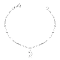 Pulseira Feminina de Prata 925 Lua Vazada pendente