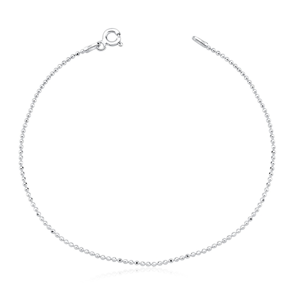 Pulseira Feminina de Prata 925 Bolinhas Diamantadas