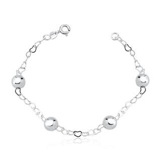 Pulseira Feminina de Prata 925 Elos Coração com Bolinhas em Oferta na Shopee