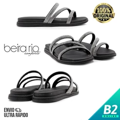Sandália Papete Beira Rio Strass Feminina 100% Original Com Nota Fiscal e Garantia