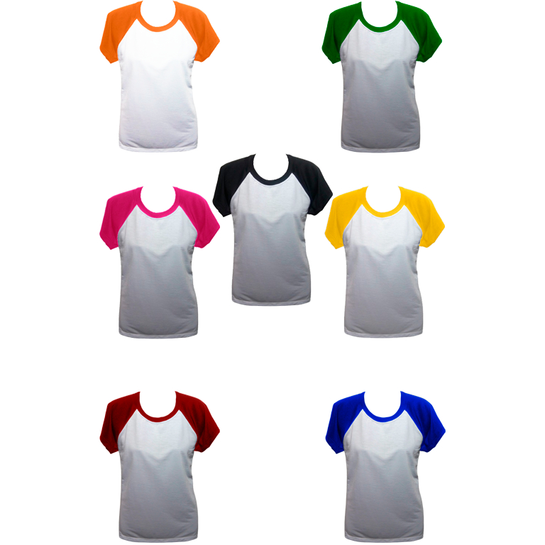 Babylook feminina Raglan branca 100% poliéster  avulsa (manga curta) em Oferta na Shopee