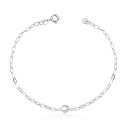 Pulseira Feminina de Prata 925 Bolinha 5mm