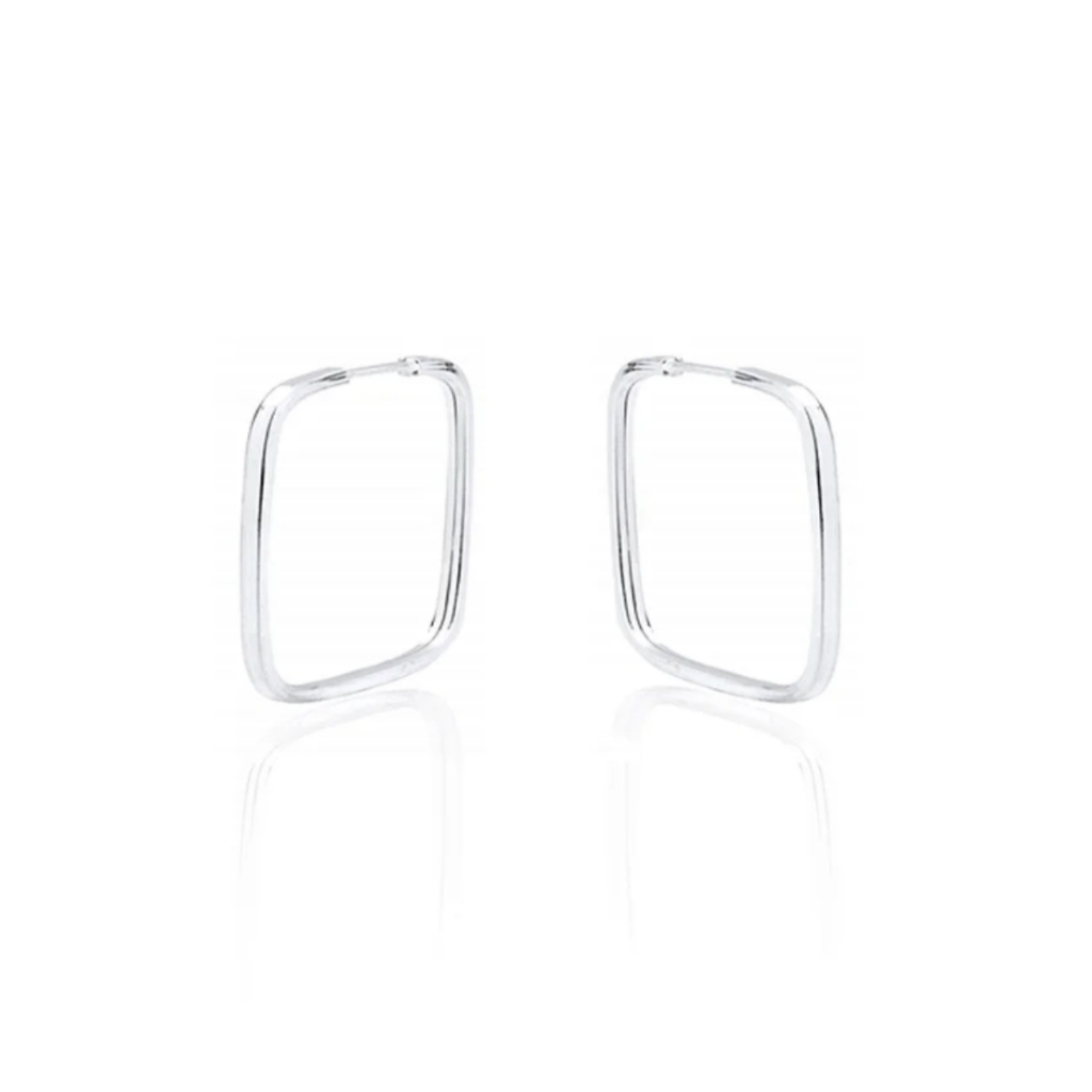 Argola Feminina de Prata 925 Quadrada 22mm - Fashion Accessories