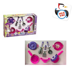 Kit Jogo de Panelas Infantil Jessie Collection 10 Peças Cozinha Pica Pau Maxi Play Kitchen