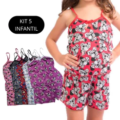 Kit 5 Baby Doll Infantil Pijama de Dormir Estampado