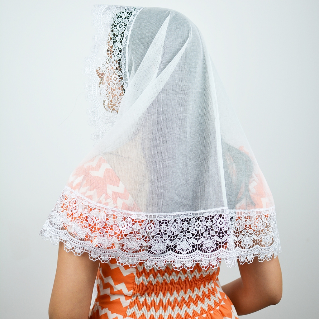 Véu Ccb Renda Larga Floral Adulto Congregação Cristã (Rebeca) em Oferta na Shopee