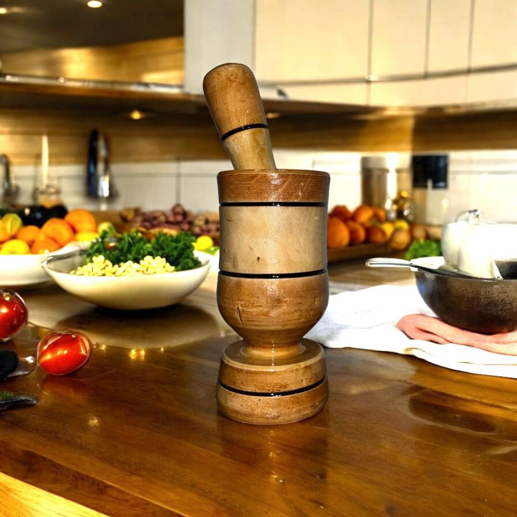 Pilão Madeira Envernizado Socador de Alho Temperos Pimenta Cozinha Domestico Restaurante Bar em Oferta na Shopee