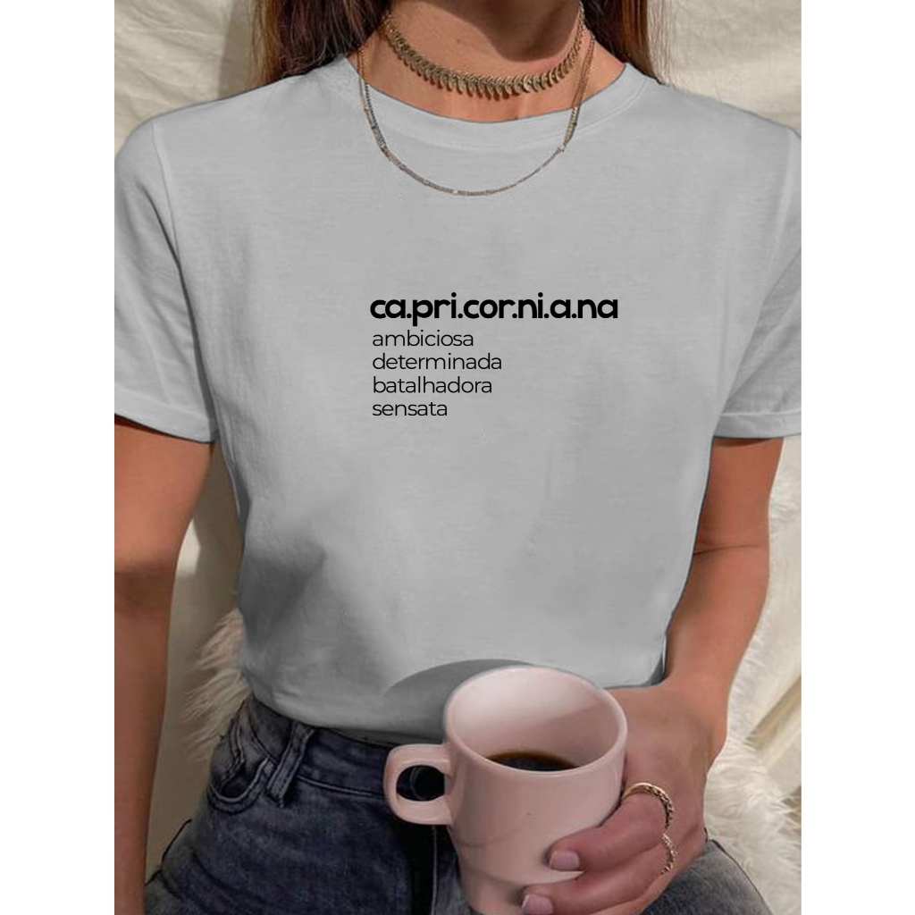 Imagem Camiseta T Shirt Babylook Feminina Babylook Capricorniana Signo Varias Cores 100% Algodão Premium