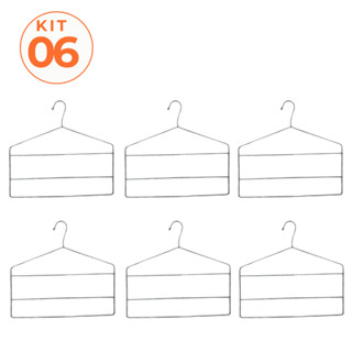 kit 6 Cabides Calça Triplo Aço Cromado Metal Calceiro Adulto Criança Resistente Organizaçao Atacado em Oferta na Shopee