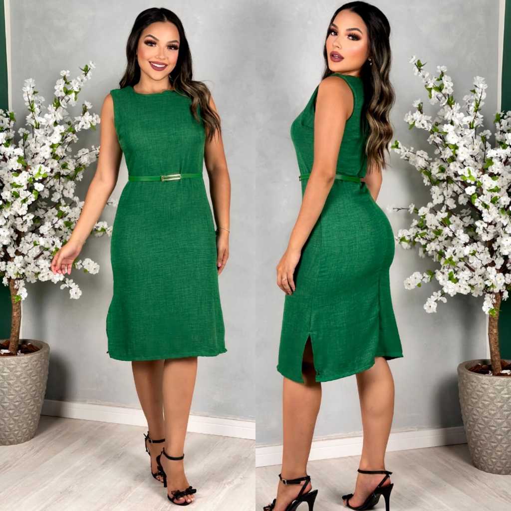 Vestido Tubinho Cavado Solto Luxo Forrado