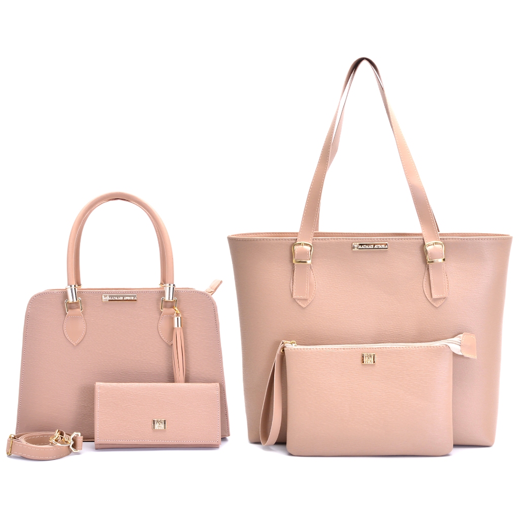 Kit Bolsa Feminina Sacola Shopper Angike + Bolsa Tote Casual Angike + Necessaire + Carteira 4 Itens