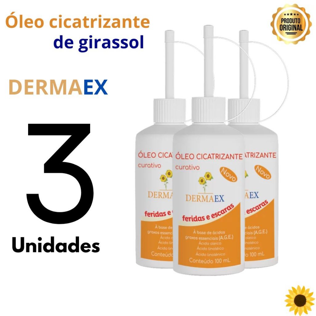 KIT 3 Óleo Dermaex Age Feridas E Escaras Dersani Óleo De Girassol 100ml Cicatrizante em Oferta na Shopee
